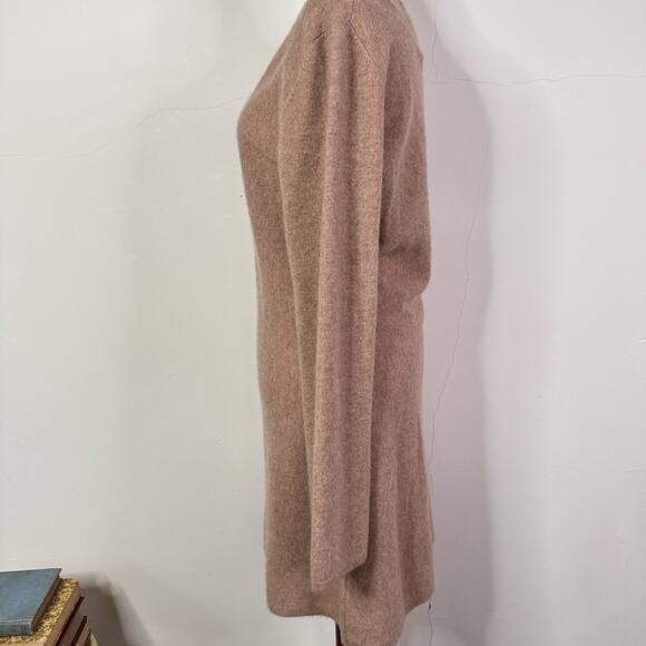 Naadam 100% Cashmere Mini Sweater Dress Sand Beige Size L NWT Button Minimalist - Picture 5 of 9